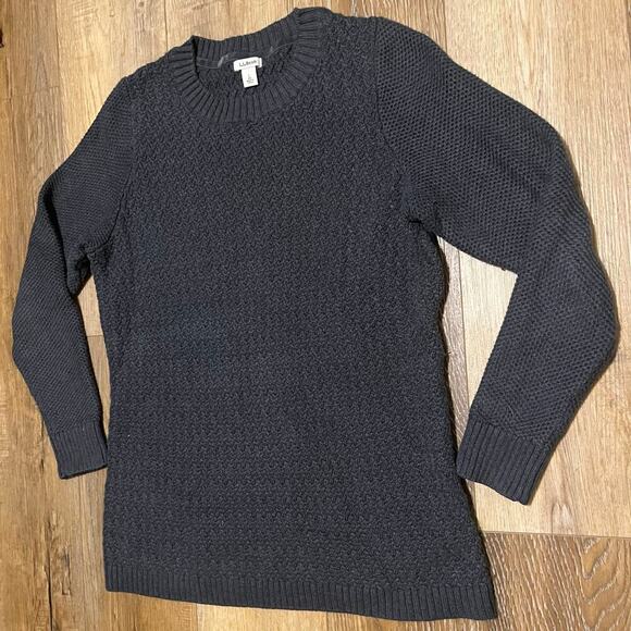 L.L. Bean Crewneck Heavy Knit Textured Sweater Womens Size L Dark Gray  290401 - Picture 2 of 6